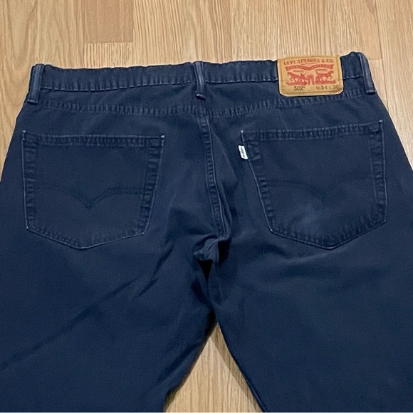 Levis 502 Men’s 34x30 (34x27) Tapered Straight Fit Jeans Dark Blue Western Denim - Picture 13 of 16